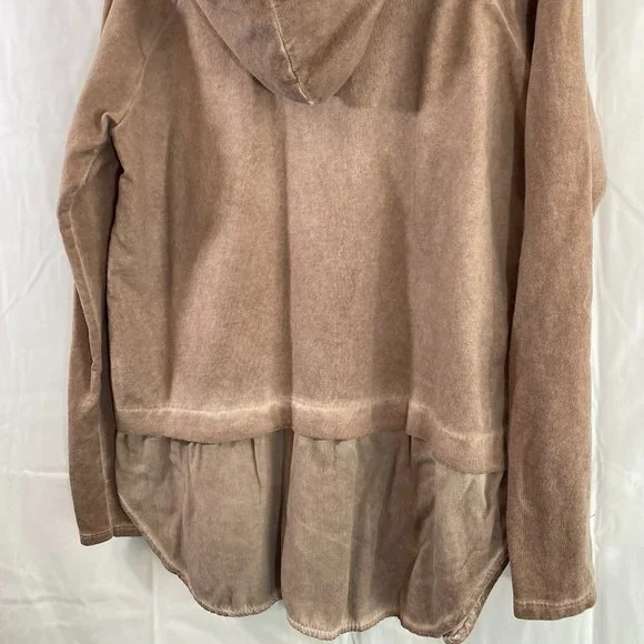 Made in Italy Light Brown Sequined Long Sleeve Hoodie Top NWOT Size Large - Picture 13 of 15